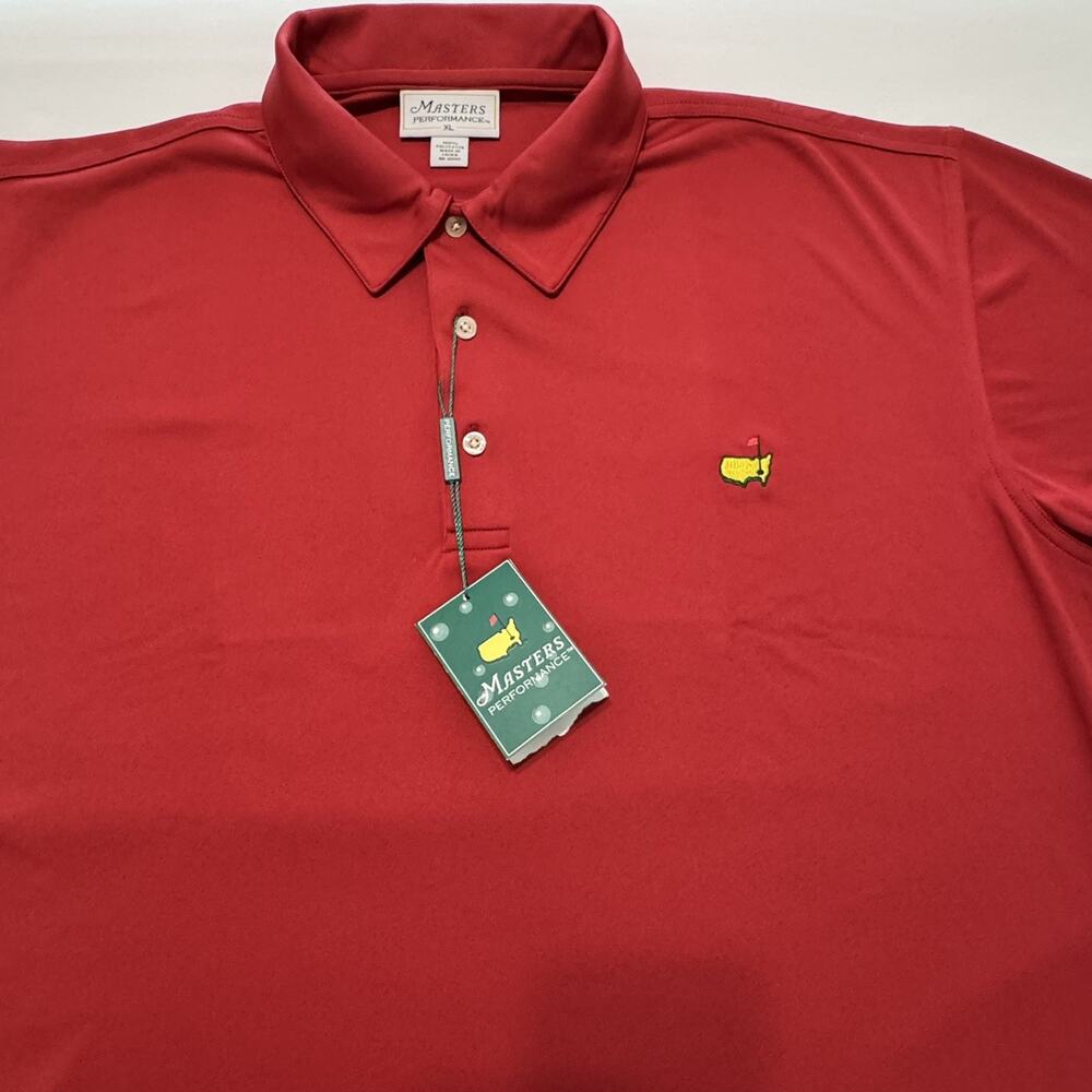 Masters Polo Mens XL Solid Red Golf Performance Augusta National New Tags